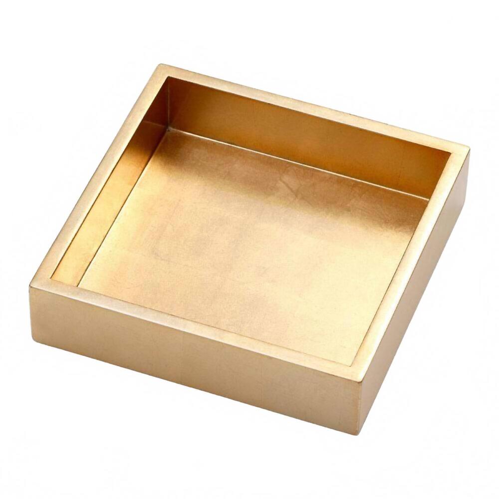 NEW CASPARI leaf lacquer luncheon napkin holder in gold